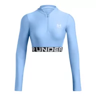 Koszulki sportowe damskie - Damski longsleeve treningowy Under Armour Heatgear Rib 1/4 Zip Ls - niebieski - UNDER ARMOUR - miniaturka - grafika 1