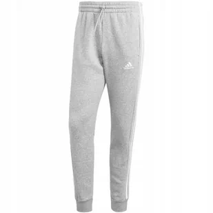 Spodnie męskie adidas Essentials Fleece 3-Stripes Tapered Cuff szare IJ6494 - Dresy męskie - miniaturka - grafika 1
