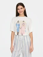 Koszulki i topy damskie - ONLY T-Shirt Melina 15342876 Biały Regular Fit - miniaturka - grafika 1