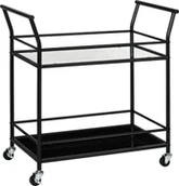 Wózki kuchenne - HOMCOM Wózek kuchenny, wózek, wózek do serwowania z 2 półkami, wózek, wózek boczny na kółkach, wózek do przechowywania w kuchni, metalowy, czarny, 75 x 40 x 80 cm - miniaturka - grafika 1