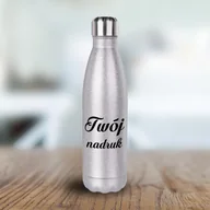 Butelki termiczne - Metalowa butelka izotermiczna 500 ml z Twoim nadrukiem - srebrny brokat - miniaturka - grafika 1