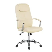 Fotele i krzesła biurowe - Beliani Krzesło biurowe Krzesło biurowe regulowane ekoskóra beżowe WINNER 37156 - miniaturka - grafika 1