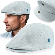 Czapki męskie - KASZKIET Męski Lniany na Lato Modna Czapka Premium BŁĘKITNY Pako Jeans - miniaturka - grafika 1