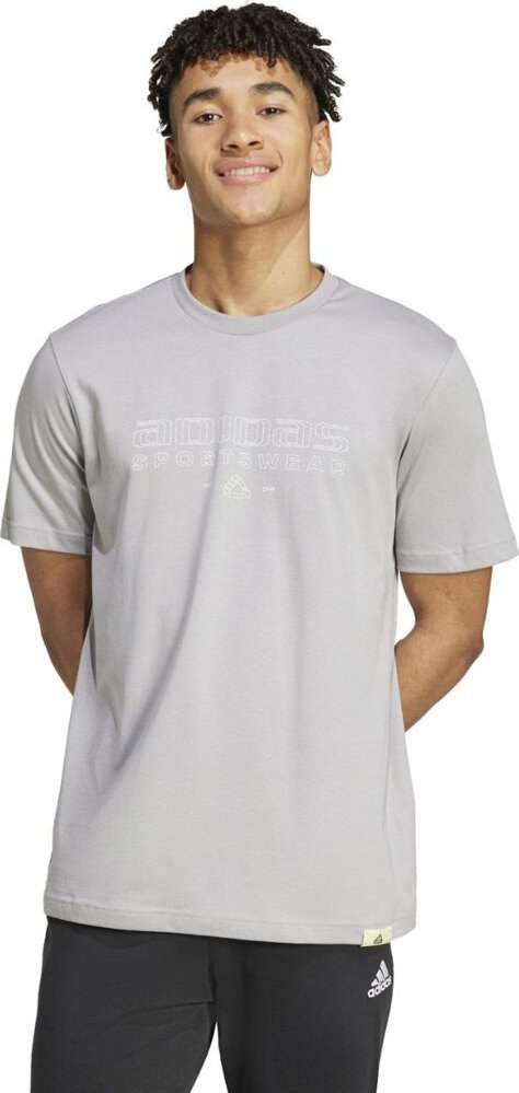 Adidas Koszulka męska adidas Tech Linear Graphic szara IY0728 S