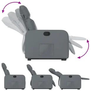 Podnoszony fotel rozkładany, szary, obity sztuczną skórą - Fotele - miniaturka - grafika 7