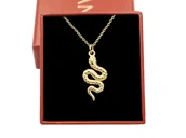 Kolczyki - Pozłacane wiszące kolczyki wąż żmija + pudełko - miniaturka - grafika 1