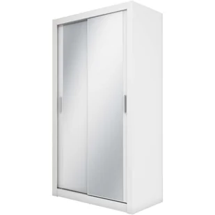 Nowoczesna szafa przesuwna, lustro, Idea, 120x60x215 cm, biel, mat - Szafy - miniaturka - grafika 1