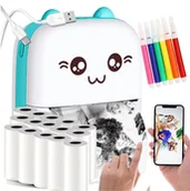 Drukarki kart i etykiet - DRUKUŚ DRUKARKA TERMICZNA MINI + MARKERY +15 ROLEK - miniaturka - grafika 1