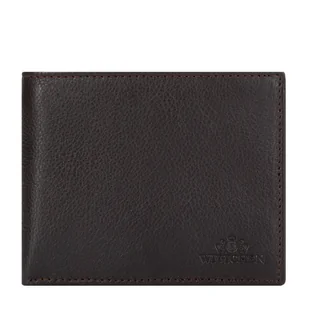 Męski portfel skórzany groszkowy brązowy - Portfele - miniaturka - grafika 1