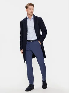 Calvin Klein Płaszcz wełniany K10K110462 Granatowy Regular Fit - Płaszcze męskie - miniaturka - grafika 1