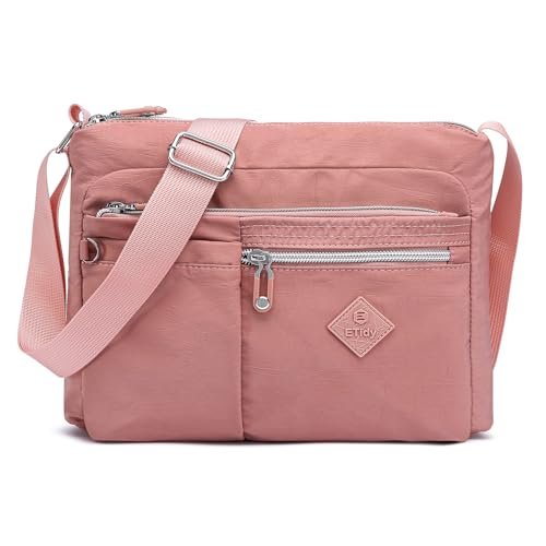 ETidy Torba crossbody dla kobiet wodoodporna lekka codzienna torebka na ramię torebka torba na książki, różowy, Medium