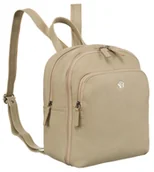 Torebki damskie - Miejski mały skórzany plecak damski ROVICKY beżowy dwukomorowy zamykany na suwak kieszonki regulowane szelki z możliwością spięcia w jedną - miniaturka - grafika 1