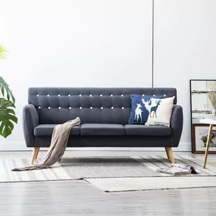 vidaXL 3-osobowa sofa tapicerowana tkaniną, 172x70x82 cm, ciemnoszara - Sofy i kanapy - miniaturka - grafika 1