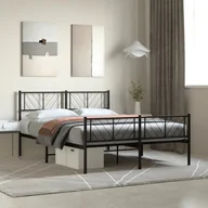 Inne meble do sypialni - Metalowa rama łóżka z wezgłowiem i zanóżkiem, czarna, 120x200cm Lumarko! - miniaturka - grafika 1