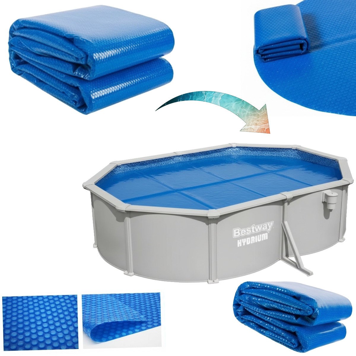 Bestway podgrzewacz wody na basen owalny panelowy  hydrium 500x360x120cm