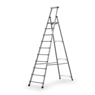 Pozostałe wyposażenie warsztatu - Schody aluminiowe jednostronne z półką, 1x10 stopni, wysokość 2,44 m - miniaturka - grafika 1