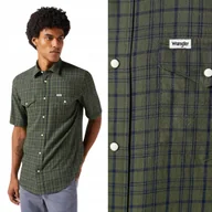 Koszule męskie - Wrangler SS WESTERN SHIRT Green Indigo BAWEŁNIANA KOSZULA KRÓTKI RĘKAW M - miniaturka - grafika 1