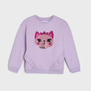 Swetry dla dziewczynek - Sinsay - Bluza z cekinami - Fioletowy - grafika 1