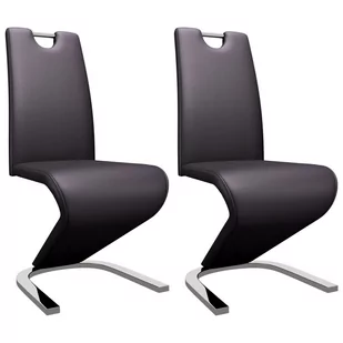 vidaXL Krzesła o zygzakowatej formie, 2 szt., brązowe, sztuczna skóra - Krzesła - miniaturka - grafika 1