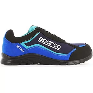 Sparco Unisex Teamwork buty robocze niskie dla kobiet i mężczyzn Nitro-S3 SRC buty ochronne przeciwpożarowe, Nero Blu Sparco, 44 EU - Biuro i firma OUTLET - miniaturka - grafika 1