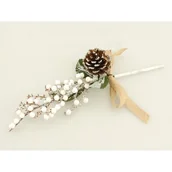 Ozdoby bożonarodzeniowe - Gałązka ozdobna brokatowa 38 cm biały - miniaturka - grafika 1