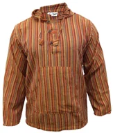 Bluzy męskie - Bluza Męska Bawełniana z Kapturem w Paski Pomarańczowa 4XL Festiwalowa - miniaturka - grafika 1