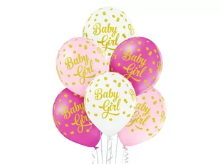 BELBAL Balony &quot;Baby Girl Kropki&quot; pastel mix BELBAL 12&quot; 6 szt BB5000218 - Baby shower i roczek - miniaturka - grafika 1