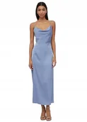 Sukienki - VILA NIEBIESKA SUKIENKA NA RAMIĄCZKACH DŁUGA LEJĄCA 42 J7A - miniaturka - grafika 1