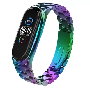 Metalowa Opaska, Bransoleta Do Xiaomi Mi Band 5/6 (Tęczowa) - Akcesoria do pulsometrów i zegarków sportowych - miniaturka - grafika 1