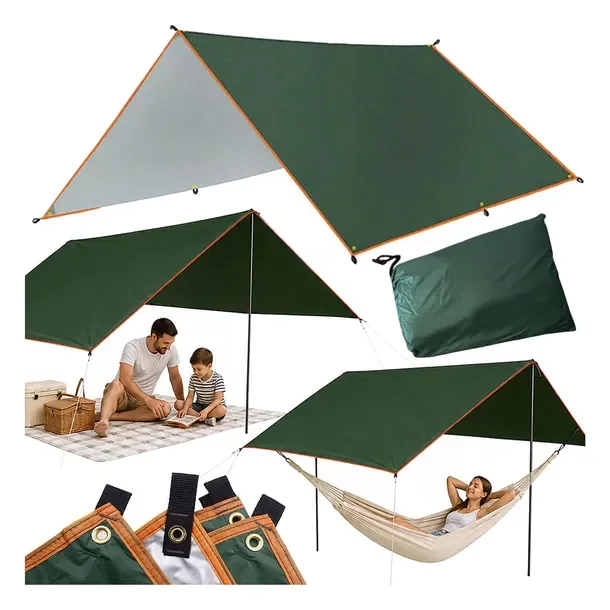 Tarp Płachta Biwakowa Wodoodporna Termiczna 3 X 3 M Żagiel Przeciwsłoneczny