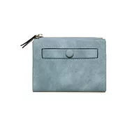 Portfele - AOXONEL Damski mały składany portfel skórzany RFID, damski, mini zamek błyskawiczny, portmonetka, kieszeń na karty, wąski, kompaktowy, cienki (niebieski) - miniaturka - grafika 1
