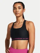 Bielizna sportowa damska - Under Armour Biustonosz sportowy Crossback Mid Bra 1361034-004 Czarny Compression Fit - miniaturka - grafika 1