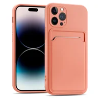 Etui i futerały do telefonów - Etui na telefon komórkowy iPhone 14 Pro Silikonowe etui ochronne z otworem na kartę Slim Cover, różowe - miniaturka - grafika 1