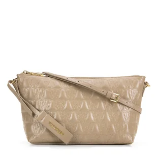 Damska torebka crossbody ze skóry z przeszyciami beżowa - Torebki damskie - miniaturka - grafika 1