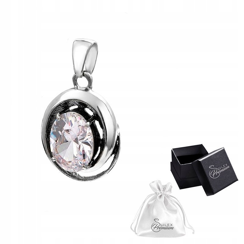 Zawieszka srebrna pr. 925 Elegancki Wisiorek z Owalną Cyrkonią mniejszy