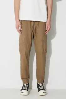Spodnie męskie - Alpha Industries spodnie bawełniane kolor beżowy w fasonie cargo - grafika 1