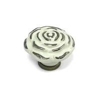 Meble modułowe i akcesoria - Ceramiczna gałka meblowa róża biało-złota, włoskiej firmy Italmetal. - miniaturka - grafika 1