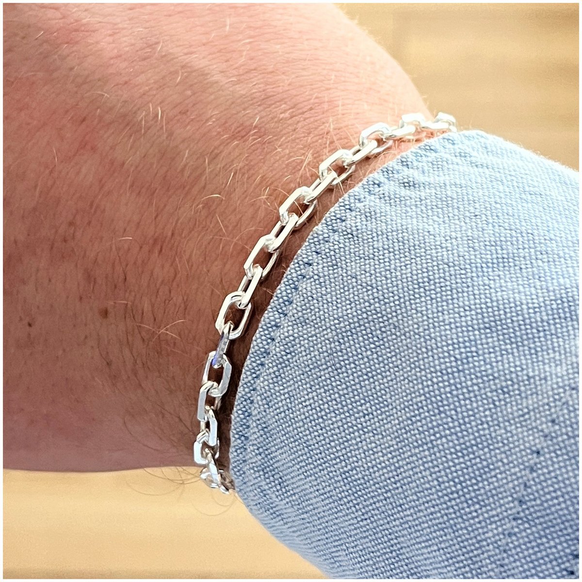 Bransoletka Męska Srebrna Ankier 4,5 Mm 925 + Eleganckie Pudełko Prezentowe