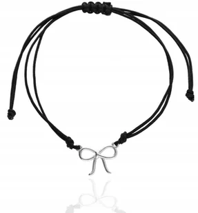 Bransoletka sznurkowa z kokardką kokardka kolory srebro 925 - Bransoletki - miniaturka - grafika 1