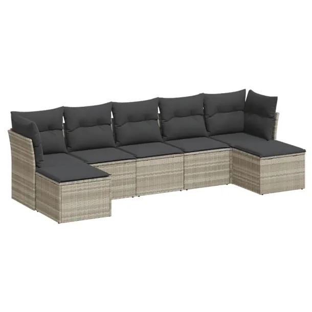 Zestaw Wypoczynkowy Rattan PE Jasnoszary 289x117x69 cm, Modułowy, Wodoodpo