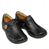Półbuty damskie - Clarks Półbuty Czarne Damskie Wsuwane Skórzane 36 Jtj - miniaturka - grafika 1