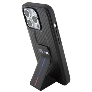 Etui BMW Grip Stand Smooth & Carbon na iPhone 15 Pro - czarne - Etui i futerały do telefonów - miniaturka - grafika 2