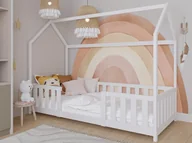 Łóżka dla dzieci i młodzieży - Łóżko dziecięce Domek 80x160 z barierką i stelażem kolor biały D8 - miniaturka - grafika 1