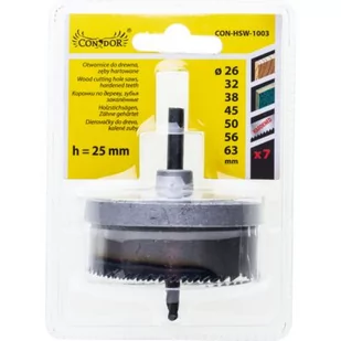 Otwornica do drewna 26 - 63 mm h 25 mm zęby hartowane, zestaw: 7 sztuk Condor - Otwornice - miniaturka - grafika 1