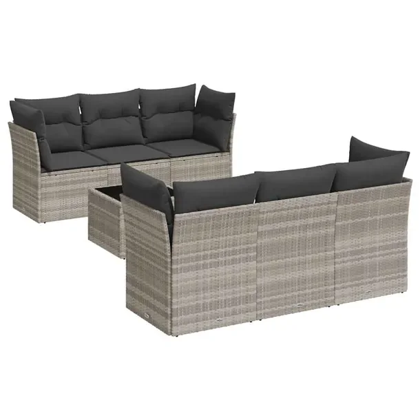 Zestaw mebli ogrodowych modułowy jasnoszary rattan PE 62 x 62 x 69 cm