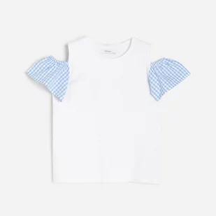 Reserved Reserved - Bluzka z wycięciami na ramionach - Biały - Koszulki dla dziewczynek - miniaturka - grafika 1