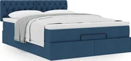 Łóżka - vidaXL vidaXL Rama łóżka otomana z materacem, niebieska, 140x200 cm, tkanina - miniaturka - grafika 1