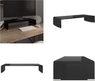Szafki RTV - vidaXL Stolik pod telewizor/ekran szklany czarny 60x25x11 cm - szafka pod telewizor - szafki pod telewizor - meble pod telewizor - szafka pod telewizor - miniaturka - grafika 1
