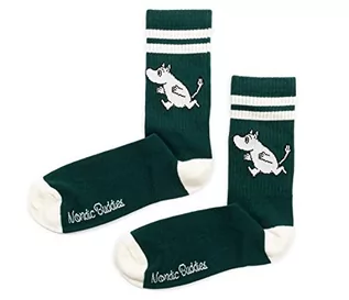 Skarpetki męskie - Moomintroll Running Retro męskie skarpety Moomin Socks skarpety męskie, zielony las, biały, 40-45 EU - grafika 1