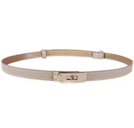 Paski - Damski Pasek Wąski Regulowany Złota Klamra Skóra - miniaturka - grafika 1